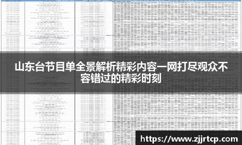 山东台节目单全景解析精彩内容一网打尽观众不容错过的精彩时刻
